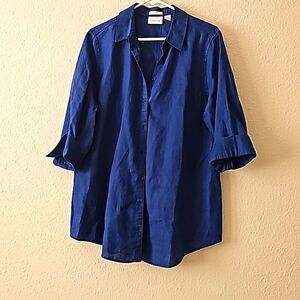 Chicos No-Iron Linen Loop-Back Tunic in blue 2 / Large
